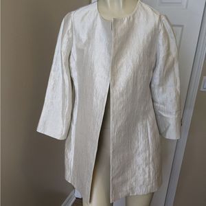 𝅺Eileen Fisher textured silk blend open jacket - off white